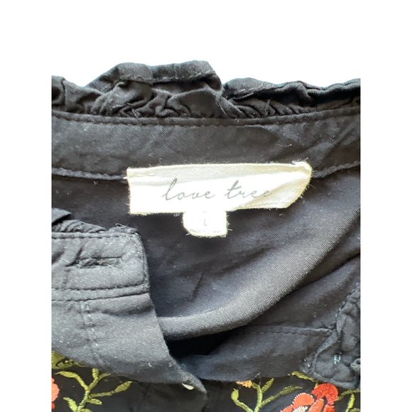 Love Tree Chambray Flower Embroidered Button Down Women Long sleeve Shirt Large - Picture 10 of 10
